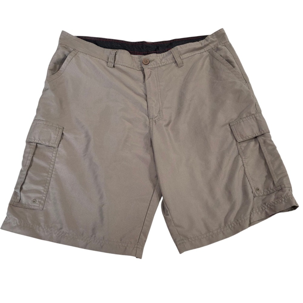 Burnside Cargo Shorts Mens Khaki 38 Solid Canvas Work Utility Pocket Outdoor